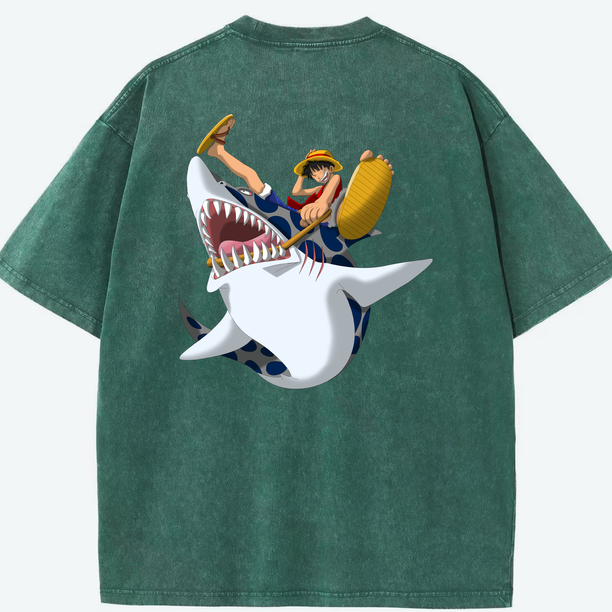 ワンピース モンキー・D・ルフィ ONE PIECE Monkey D. Luffy 綿100% ヴィンテージ風 半袖Tシャツ（背面プリント）